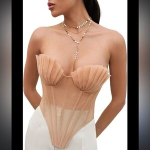 Chicwish Nude/Tan Mesh Strapless Corset Top